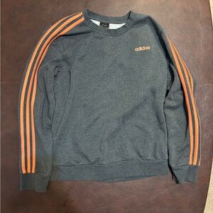 Adidas Gray Crewneck Sweater with Orange Stripes